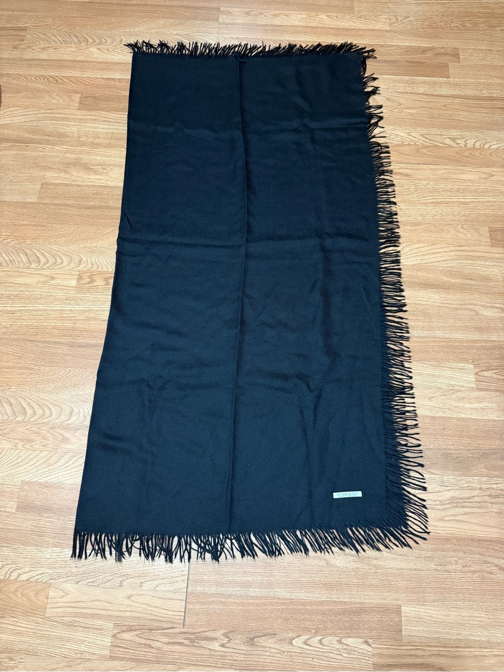 100% Baby Alpha Black Fringe Scarf Wrap